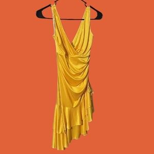 Elegant Yellow Asymmetrical Dress